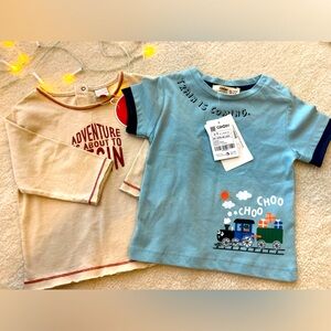 BNWT Bundle of 2 Baby Boy Tops T-Shirts Blue Beige Cool Styles and Looks